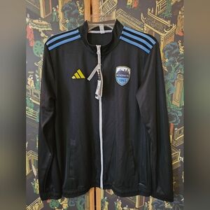 Adidas Mens Soccer Track Jacket Black Med Full-Zip NWT